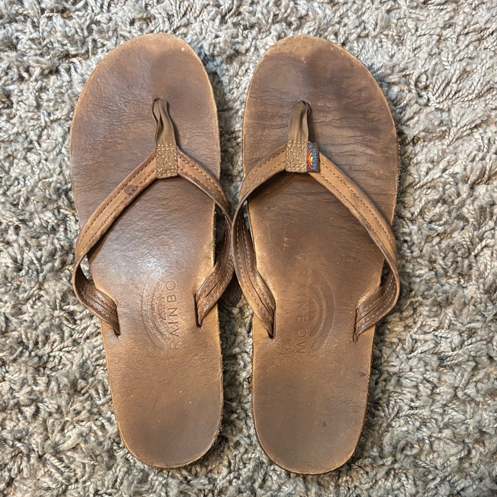 Rainbow Women's Tan Leather Flip-Flops